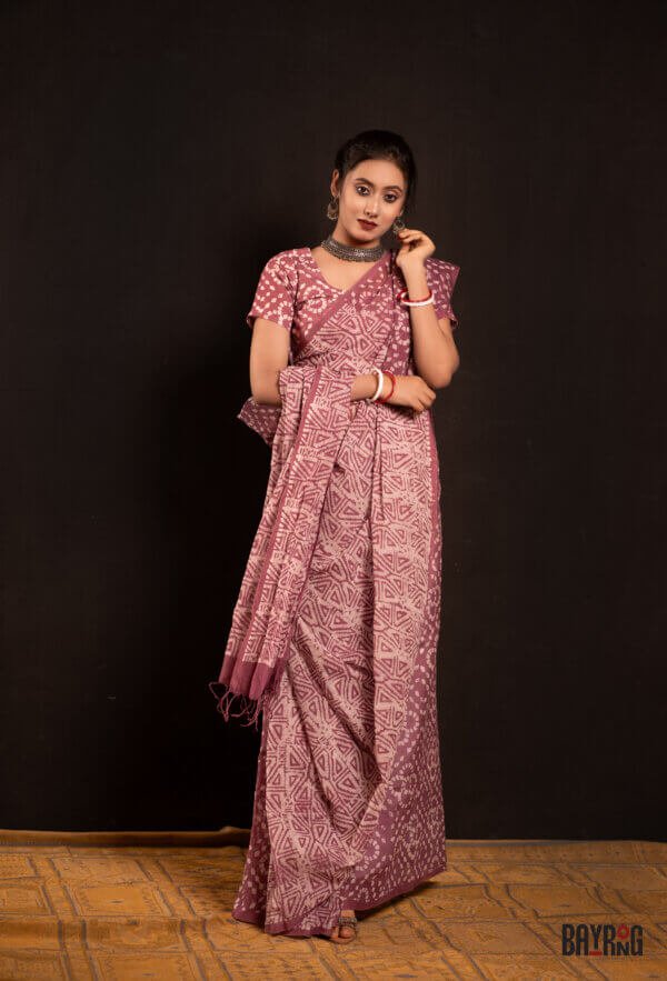 ন্যাচারাল ডাই কটন শাড়ি - Image 4
