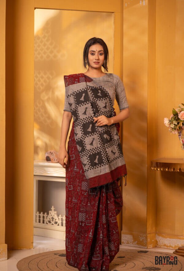 এন্ডি কটন স্ক্রিন প্রিন্ট শাড়ি - Image 4