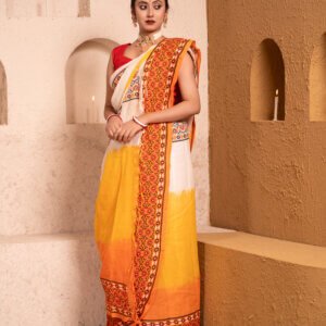 টাইডাই ও স্ক্রিন কটন শাড়ি