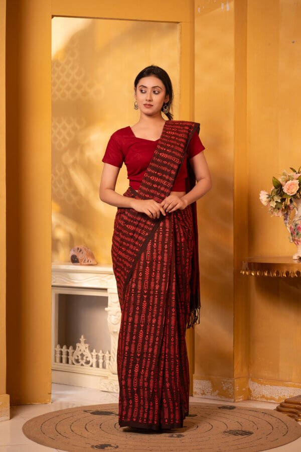 এন্ডি কটন স্ক্রিন প্রিন্ট শাড়ি - Image 4