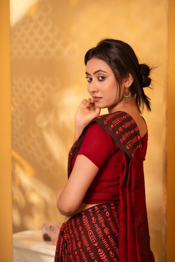এন্ডি কটন স্ক্রিন প্রিন্ট শাড়ি - Image 2